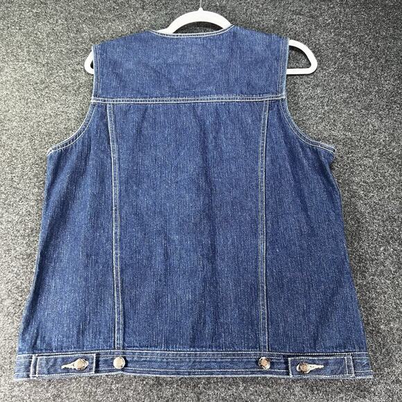 Vintage ST JOHNS BAY Vest Sz Medium Button Up Denim Jean Women’s Blue Pocket - Picture 5 of 5
